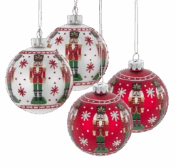 Kurt Adler Glass Nutcracker Design Ball Ornaments - 4-Piece Set