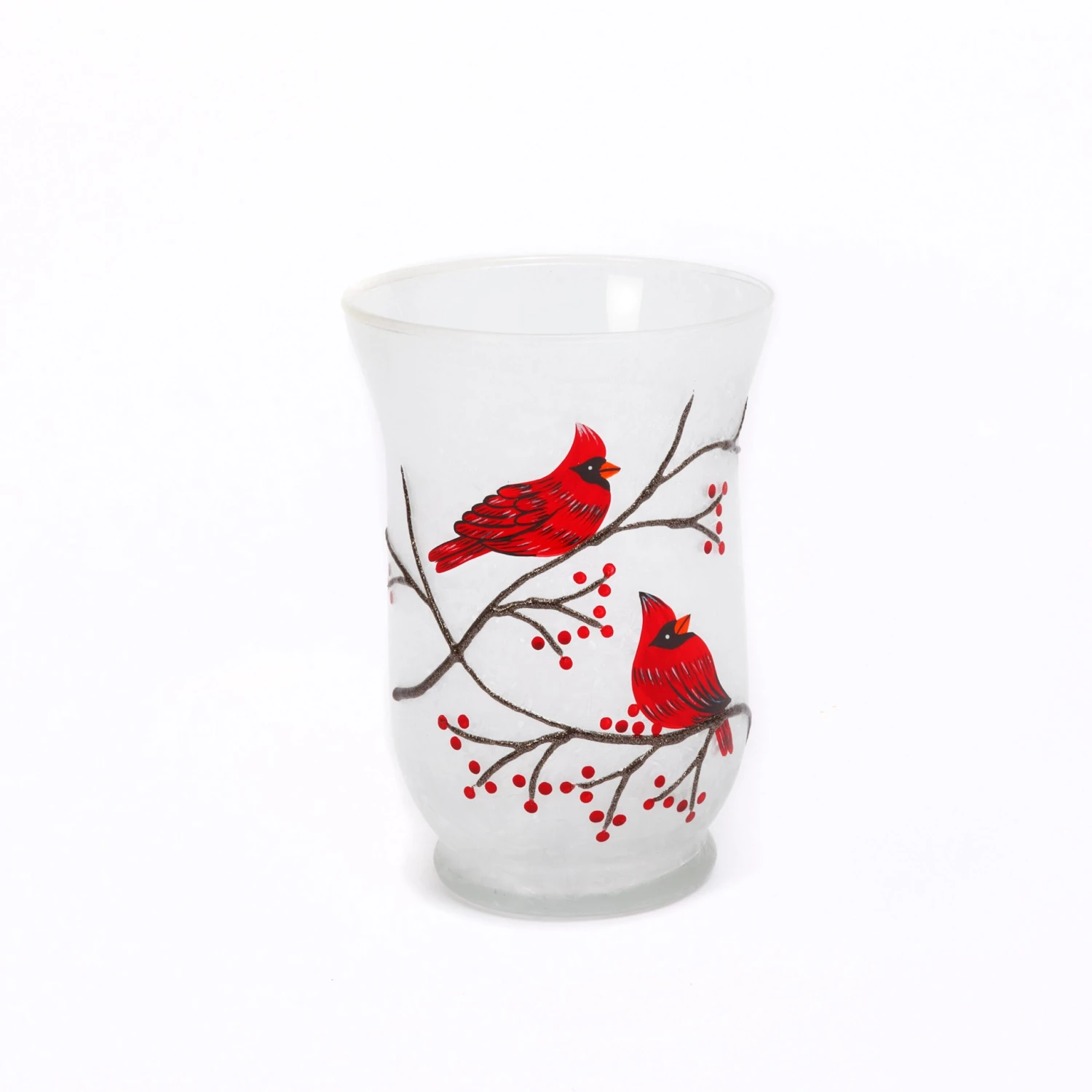 Frosted Glass Cardinal Design Hurricane Candle Holder 7 Frosted Glass Cardinal Design Hurricane Candle Holder - Image 5