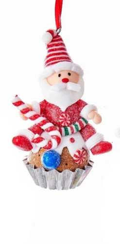 Kurt Adler Gingerbread Cupcake Ornament - Santa