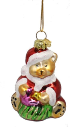 Kurt Adler 3 Inch Boxed Glass Ornament - Teddy Santa