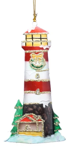 Kurt Adler Tin Lighthouse Ornament - -Country Christmas Loft akv4ralkmxra0xnrs52v