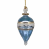 Lattice Glass Ornaments With Gold Accents - Light Blue Teardrop