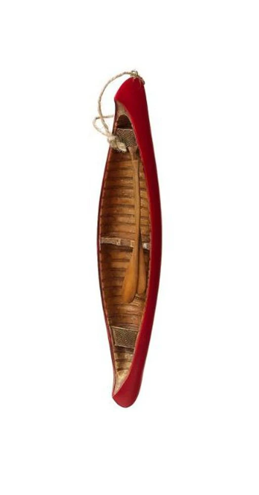 Resin Canoe & Oars Christmas Tree Ornament - Red 3 Resin Canoe & Oars Christmas Tree Ornament - Red