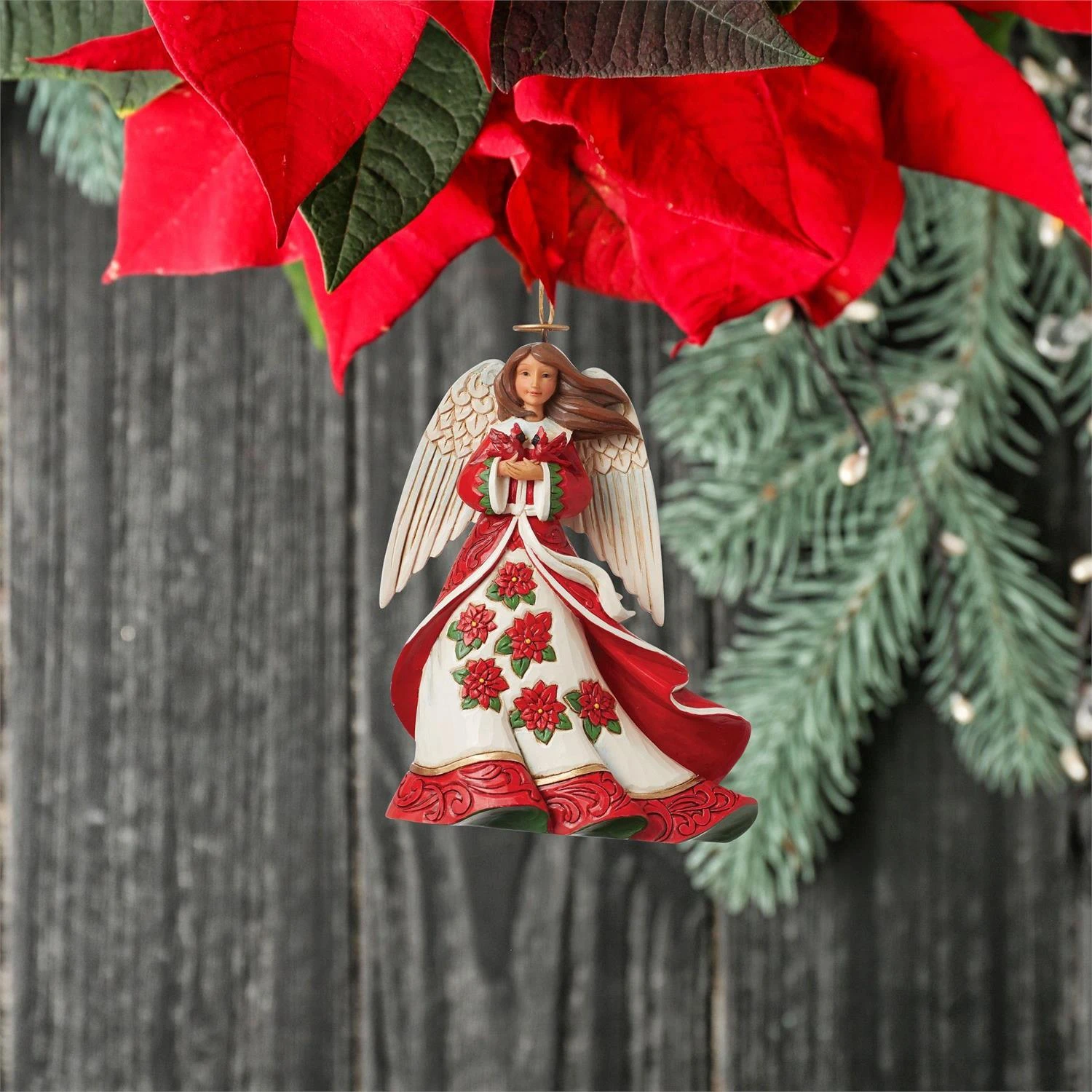 Christmas Poinsettia Angel Ornament 4 Christmas Poinsettia Angel Ornament - Image 2