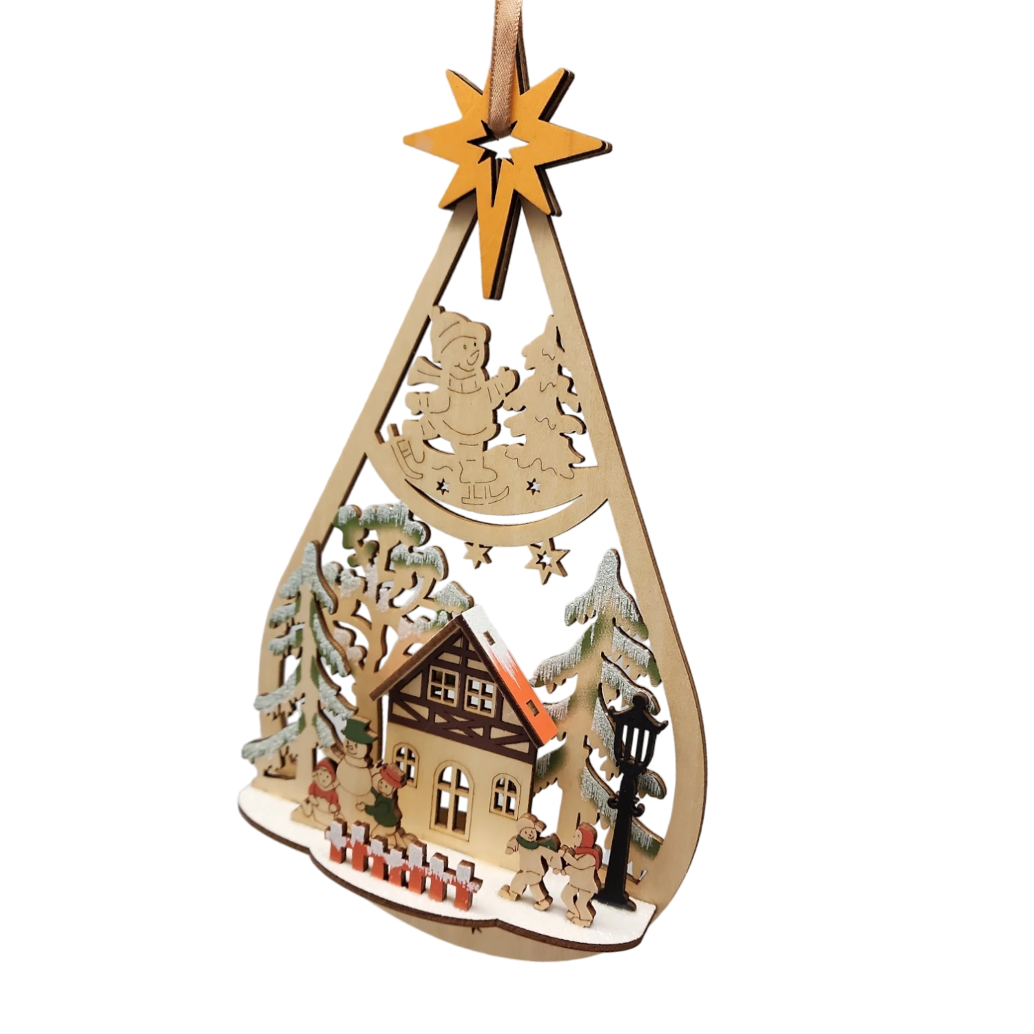 Wooden Cabin Scene Teardrop Ornament 4 Wooden Cabin Scene Teardrop Ornament - Image 2