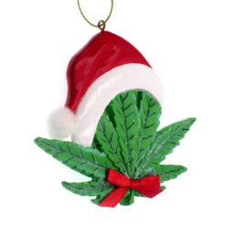 Kurt Adler Cannabis Leaf With Santa Hat Ornament -Country Christmas Loft b8mxtrjah3cll9owxltg