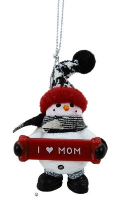 Cozy Snowman Ornament - I ♥ Mom