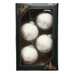 Krebs Value Glass Ball 4 Pack - Icicle Drip On Silver