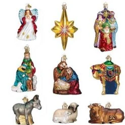 Old World Christmas Nativity Collection Glass Ornaments Set Of 9 -Country Christmas Loft bspfpizfu2bfeqodfnuy