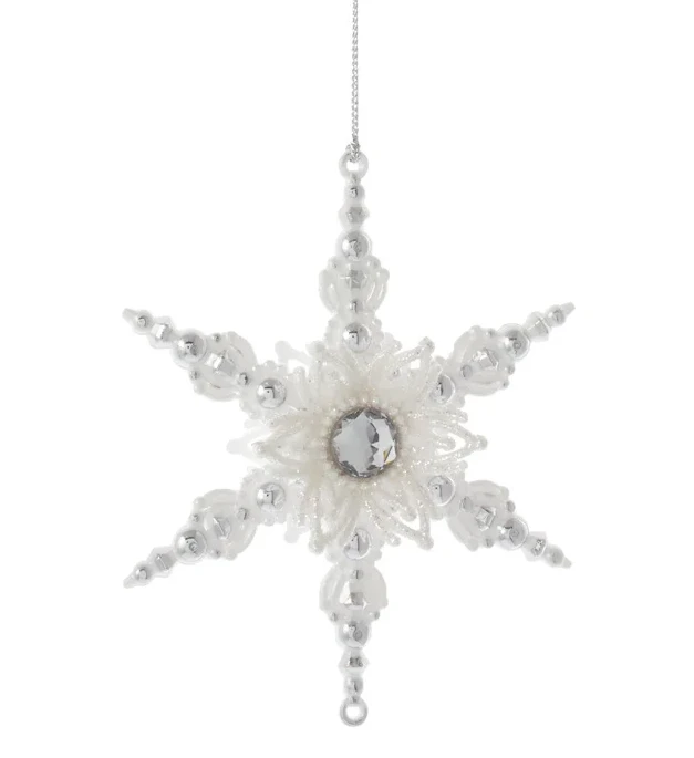 Kurt Adler Silver And White Snowflake Ornament - Shiny 3 Kurt Adler Silver And White Snowflake Ornament - Shiny