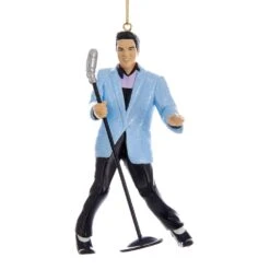 Kurt Adler Elvis Presley Blue Suit - Hound Dog With Microphone - Ornament
