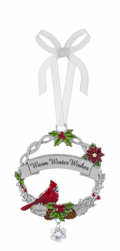 Christmas Cardinal Ornament - Warm Winter Wishes