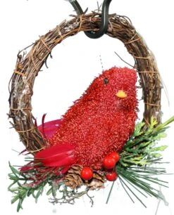 Bird On Wreath Ornament Red 5" -Country Christmas Loft csdyis5ryyxw4wadn5os