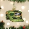 Army Cap Glass Ornament