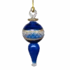 Lattice Glass Ornaments With Gold Accents - Blue Ball With Finial -Country Christmas Loft cyhitfopgwelbmcttm92
