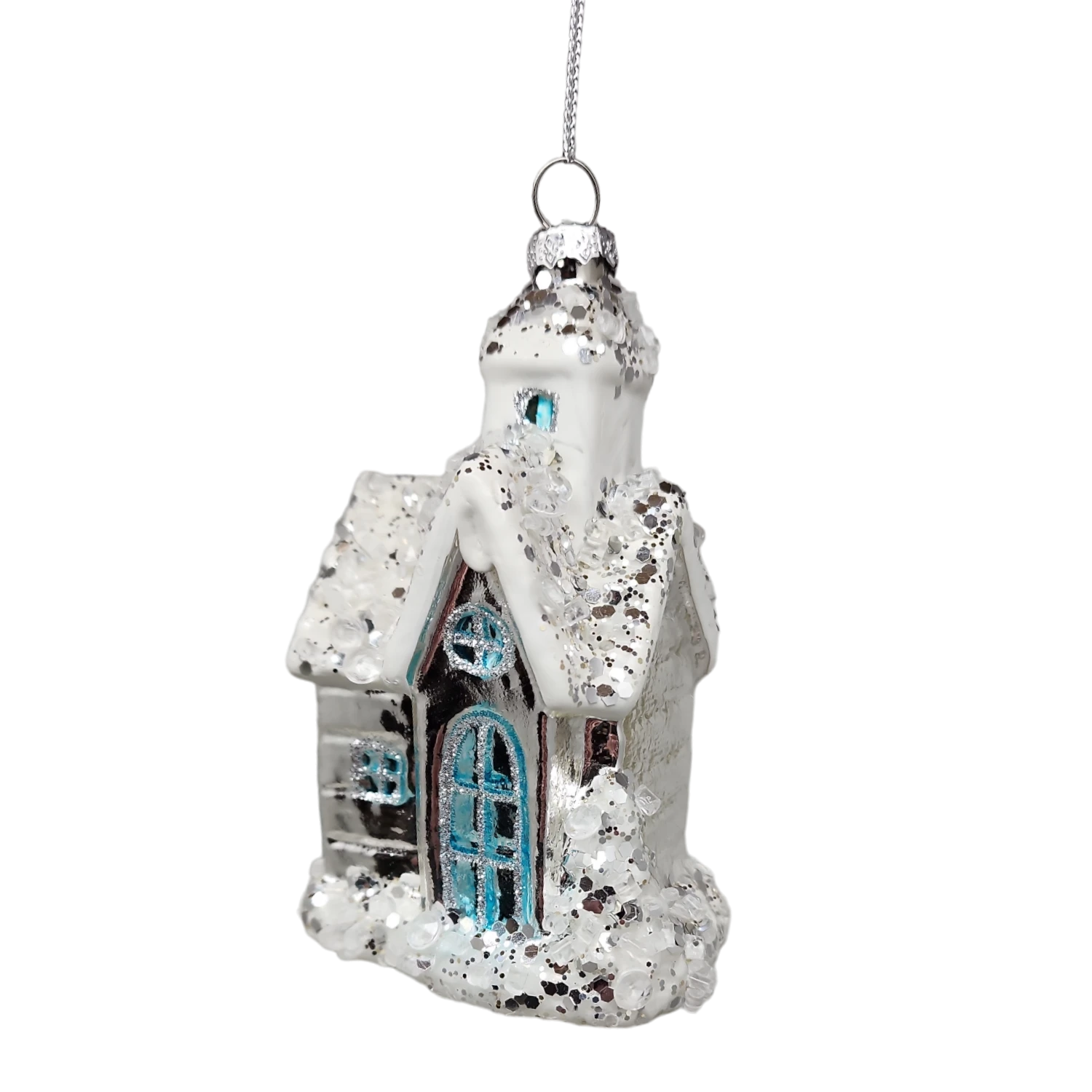 Glass Snowy Church Ornament - 5 Glass Snowy Church Ornament - - Image 3