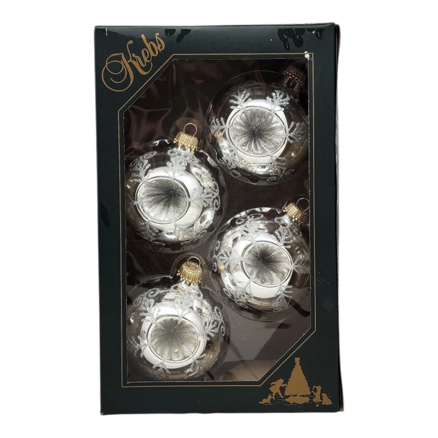 Krebs Value Glass Ornament 4 Pack - Frosted Elegant Reflector 3 Krebs Value Glass Ornament 4 Pack - Frosted Elegant Reflector