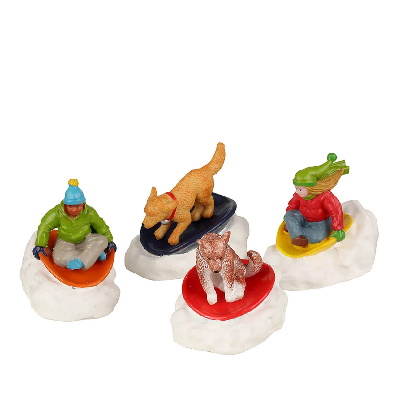 Lemax Dog Snow Saucer Fun - 4 Piece Set 4 Lemax Dog Snow Saucer Fun - 4 Piece Set - Image 2