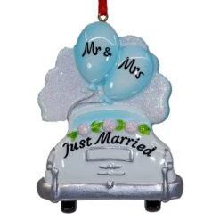 Kurt Adler Mr. And Mrs. Just Married Wedding Car Ornament