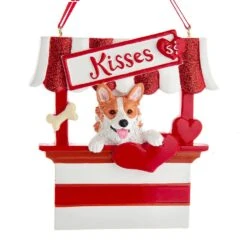Kurt Adler Dog Kisses - Kissing Booth Ornament - Corgi