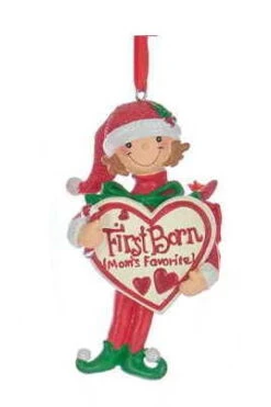 Kurt Adler Mom's Favorite Child Ornament - Girl - First Born