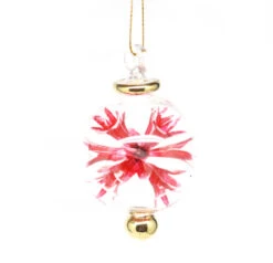 Glass Blown Pierced Ball Ornament - Red