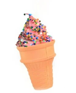 Kurt Adler Foam Ice Cream Cone Ornament - Raspberry Swirl With Sparkles