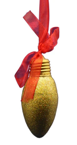 Glitter Bulb Ornament - Gold