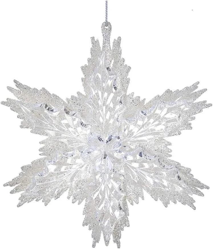 Kurt Adler White And Clear Snowflake Ornament 3 Kurt Adler White And Clear Snowflake Ornament