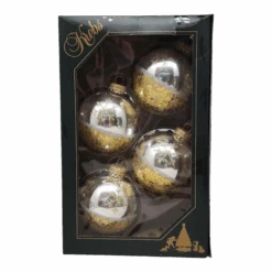 Krebs Value Glass Ornament 4 Pack - Golden Snowflakes And Sequins