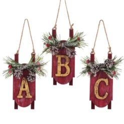 Monogram Sled Ornament -