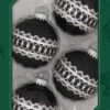 Krebs Value Glass Ball 4 Pack - Fancy Band Black And Silver -Country Christmas Loft f2j0p2uzc72blb3nvexc