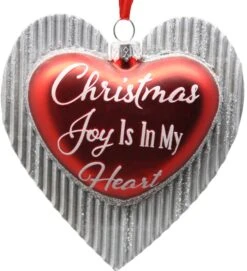 Kurt Adler Glass Glitter Heart With Sayings Ornament - Family