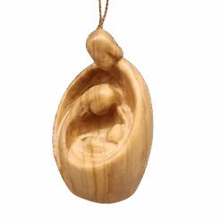 Modern Style Nativity Scene Ornament - Olive Wood - 3 Inch