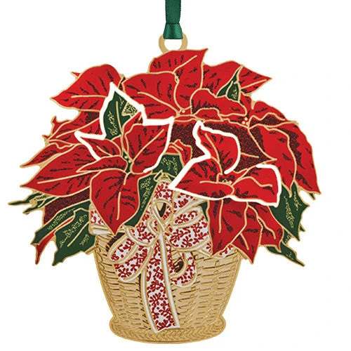 Poinsettia Basket Ornament 3 Poinsettia Basket Ornament