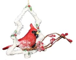 Cardinal In Birch Tree Look Frame Ornament