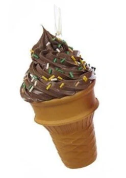 Kurt Adler Foam Ice Cream Cone Ornament - Chocolate With Jimmies