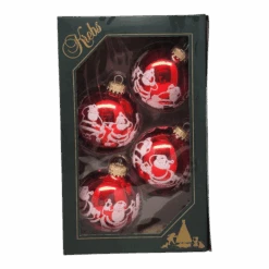 Krebs Value Glass Ornament 4 Pack - Nostalgic Santa On Red