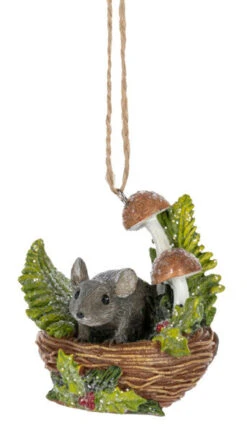 Mouse Under A Brown Mushroom - Ornament