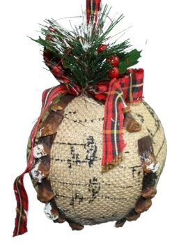 Burlap Ball Holiday Ornament - Red Black And Gold Ribbon -Country Christmas Loft gdlbqxkggjvudtlixfu6