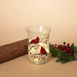 Frosted Glass Cardinal Design Hurricane Candle Holder 13 Frosted Glass Cardinal Design Hurricane Candle Holder -Country Christmas Loft gjvhjkihmkvyoweuubai