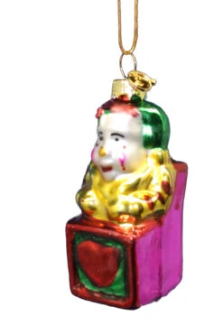 Kurt Adler 3 Inch Boxed Glass Ornament - Jack In The Box - Gold