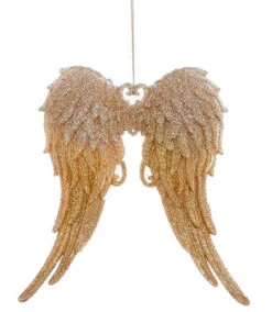 Kurt Adler Gold And Silver Glitter Angel Wings Acrylic Ornament - -Country Christmas Loft gsge3hefj2op0e2vp6nt