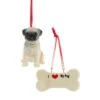 Kurt Adler I Love My Pug With Dog Bone Ornaments -Country Christmas Loft gtvrsmpygzqscyh6w2dy