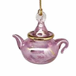 Egyptian Glass Teapot Ornaments - Etched Pink