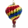 Hot Air Balloon Glass Ornament - Festive Stripes -Country Christmas Loft hnyc0bj2kvtkscyzpdqq