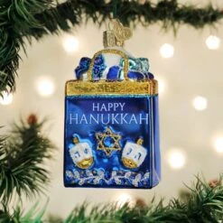 Happy Hanukkah Glass Ornament -Country Christmas Loft huqe5pd9ydrbpbfdn20i