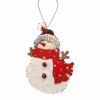 Wood And Fur Snowman Ornament - Stocking Hat