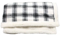 Fabric Plaid Throw With Faux Fur -