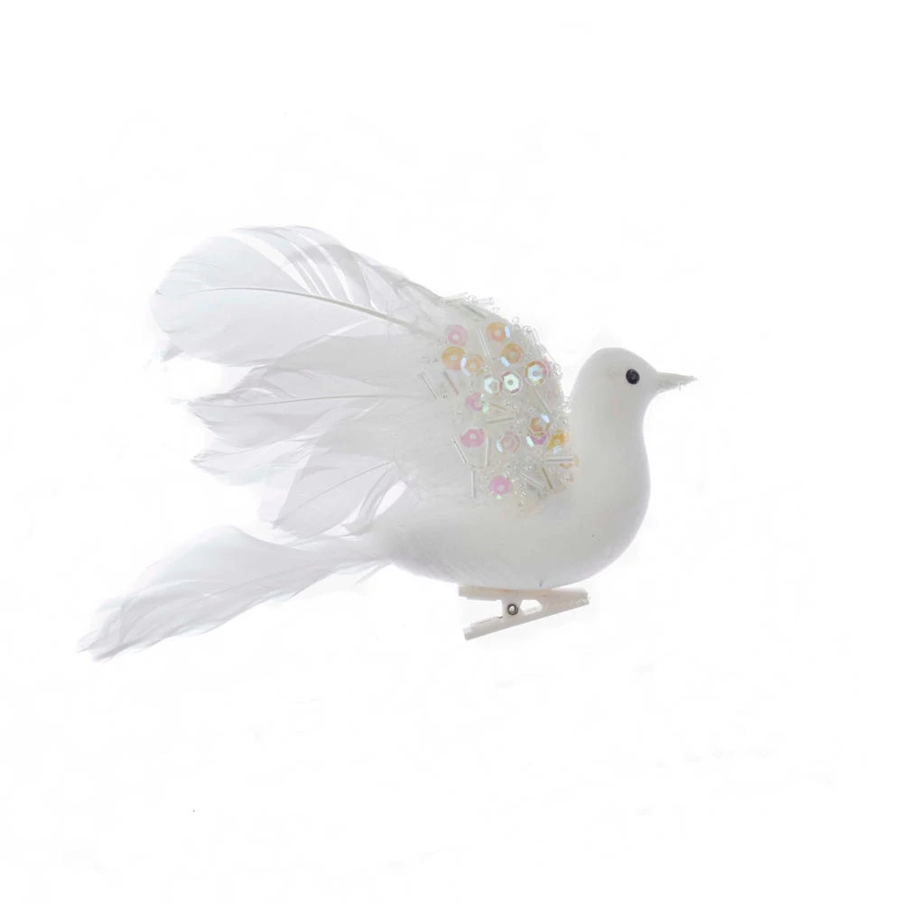 Kurt Adler White Feather Flying Dove Clip Ornament 3 Kurt Adler White Feather Flying Dove Clip Ornament